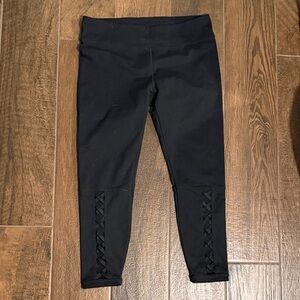 Fabletics Black Leggings with Crisscross Detail